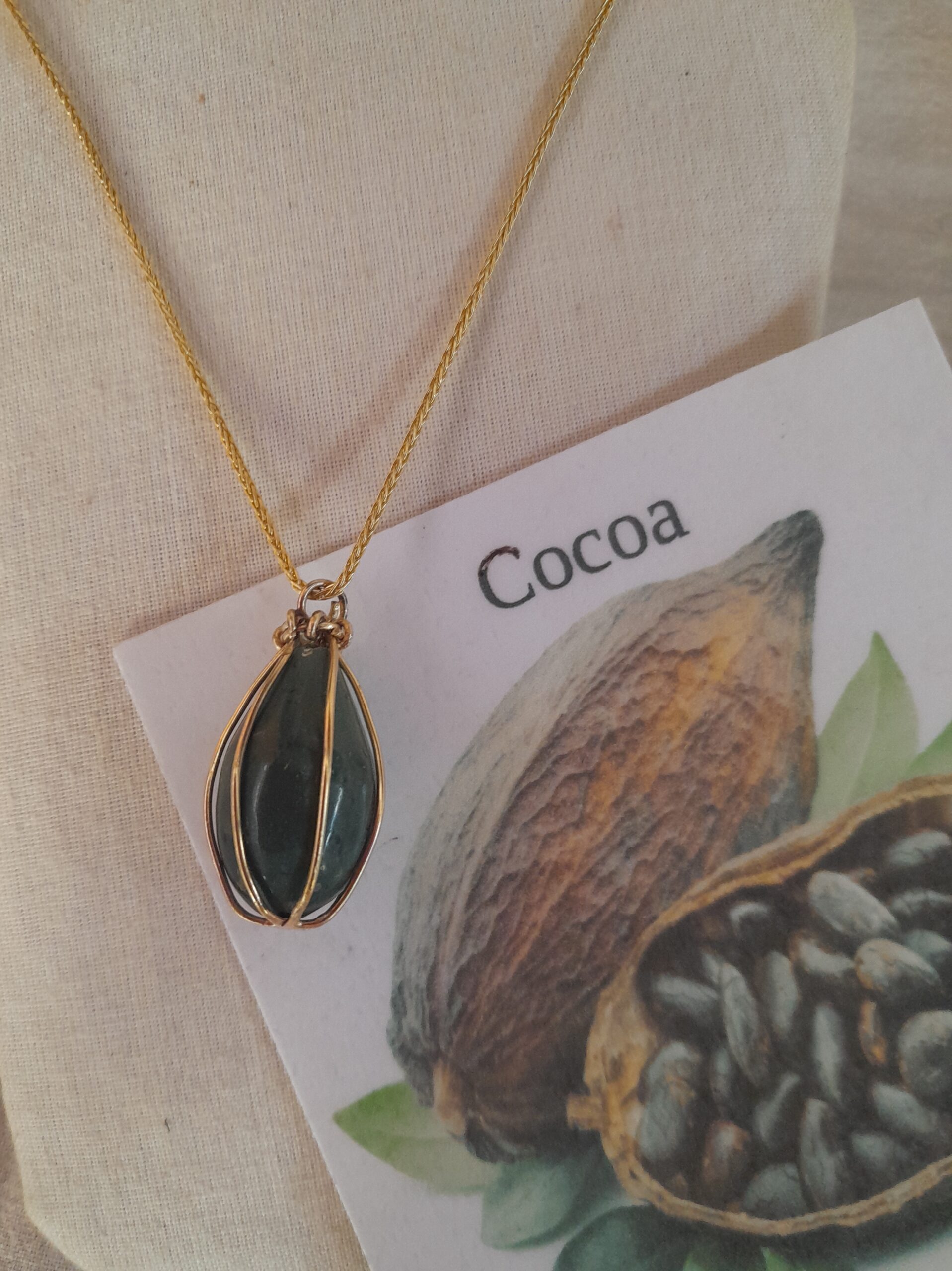 Grenadite Cocoa pod-inspired pendant